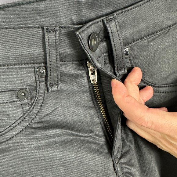 Rag‎ & Bone Ankle Zip Coated Skinny Jeans Womens Size 25 Stretch Denim Mid Rise - Picture 7 of 15